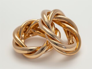 Naklejka premium Elegant Gold Knotted Rings in Close-Up Showing Finely Crafted Design