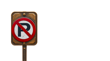 Photo of no parking sign isolated on transparent background