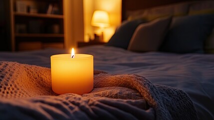 A remote-controlled LED candle flickering with a soft glow