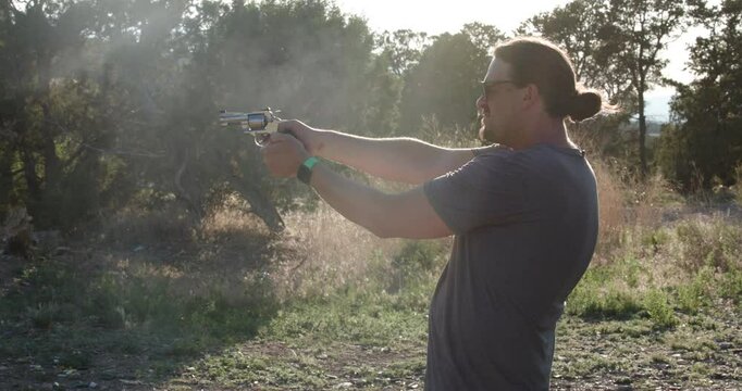 Dual Action 38 Special Revolver Shooting Slow Motion