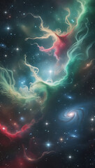 an intriguing imagery of NEBULA AND GALAXY in the universe, created by generative ai
