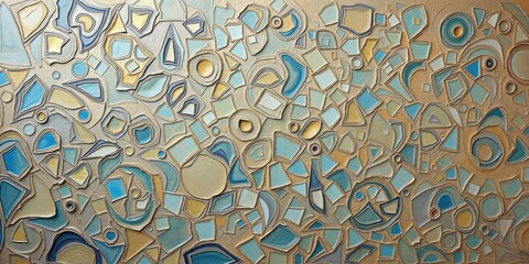 Oil painting on canvas with intricate layered patterns, textured surface, creative visual effects