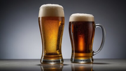 Two Glasses of Beer,Lager and Ale,Refreshing Drinks