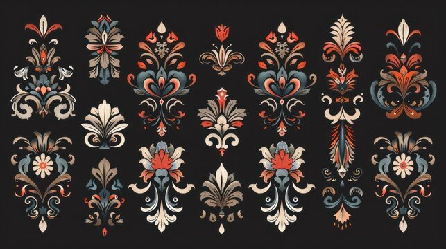 An artistic portfolio of vector ornamental designs, ideal for invitations and decor,