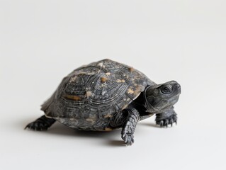 Obraz premium Realistic Turtle on Neutral Background Showcasing Unique Shell Patterns