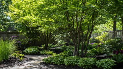 Obraz premium tropical garden with palm trees