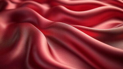 Obraz premium Rich red satin fabric displaying flowing texture and luxurious appearance under soft lighting