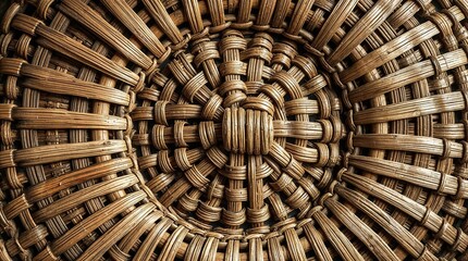Close-up of woven wicker basket texture showcasing craftsmanship and natural materials