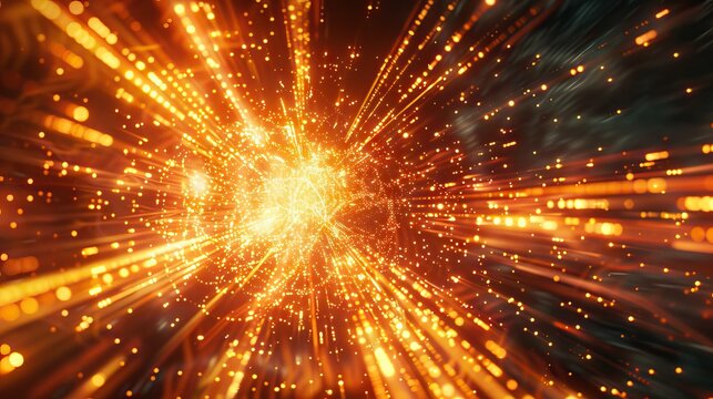 Particles bokeh abstract event game trailer titles cinematic openers digital technology concert background. AI generated illustration