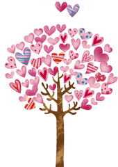 Fototapeta premium 水彩風 ハートの樹3 縦