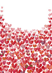 水彩風　真っ赤なハート模様　フレーム2 縦