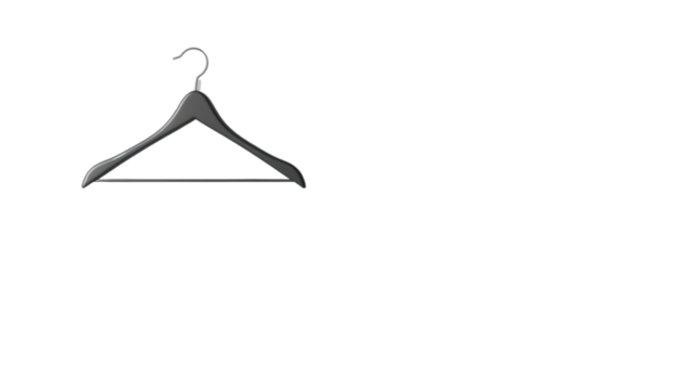 Empty black clothes hanger on transparent background