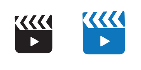 Clapper board icon set. Open and closed movie clapper. Vector EPS 10
