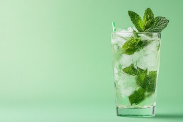 Refreshing Iced Mint Drink In Glass
