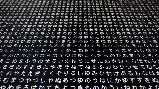コンピュータ空間のランダムな文字列・さまざまな文字を含むデータベース・エンコードされたプログラム内のデータセット・数学的計算・大規模言語モデル・機械翻訳・日本語・横長・ビデオ