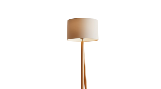 Photo of modern wooden floor lamp isolated on transparent background - Powered by Adobe
