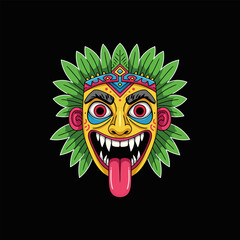 Obraz premium Vibrant Tribal Mask A Grotesque, Colorful, and Playful Design