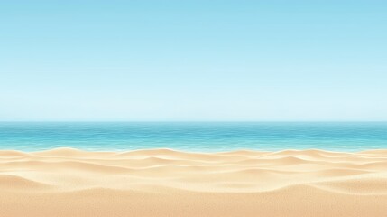 Obraz premium Summer Beach Scene seasonal Sandy beach with turquoise water and clear blue sky, perfect summer vacation destination