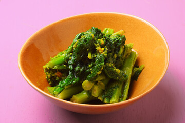 菜の花のからし麺つゆ和え