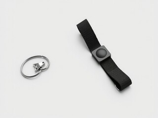 Polyester keychain strap with plastic snap fastener, nylon, hair tie