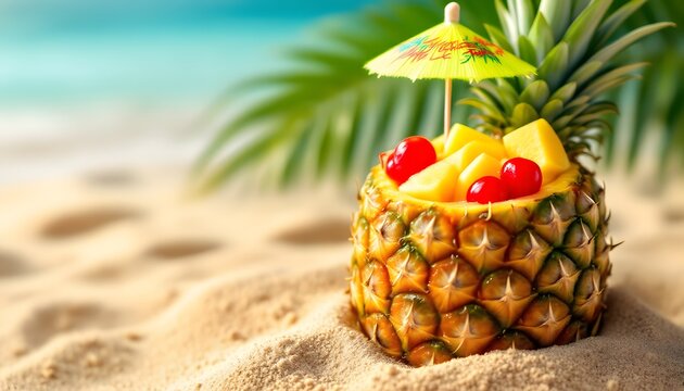 Tropical Pineapple Beach Cocktail Summer Drink Recipe