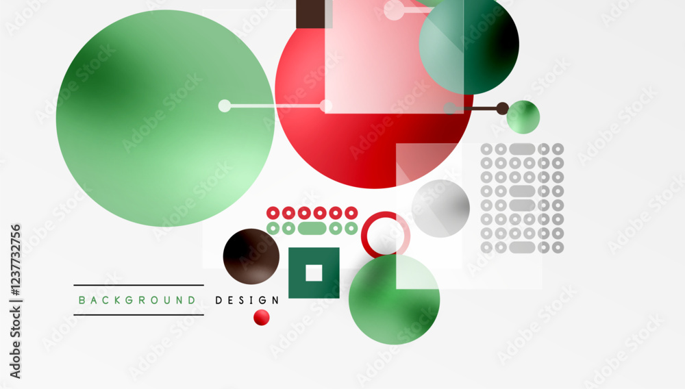 Aufkleber minimalistic abstract vector design, layered geometric shapes circles, squares, and triangles with s