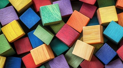Colorful Wooden Blocks  Cubes  Toys  Education  Background