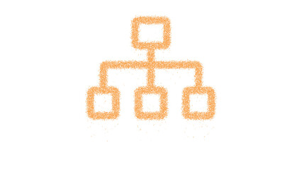 Icon sitemap is made of yellow grains of sand. Some grains of sand fall down. Transparent background. Black