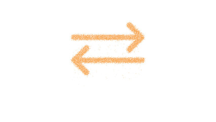 Icon exchange is made of yellow grains of sand. Some grains of sand fall down. Transparent background. Black