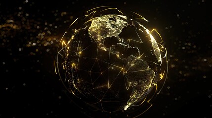 Obraz premium Abstract Digital Planet Earth with Glowing Dots and Lines. AI generated illustration.