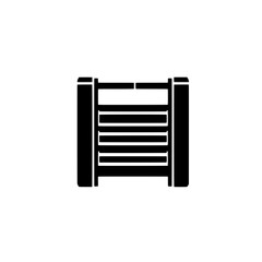 Simple Gate Icon: A minimalist, black and white silhouette of a closed gate, with clean lines and a simple design. perfect for website icons, app interfaces.