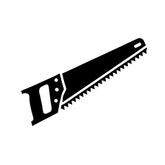 Handsaw Icon: A simple yet powerful silhouette of a handsaw, representing the tools and techniques used in construction, carpentry, woodworking, and DIY projects. The icon embodies precision.