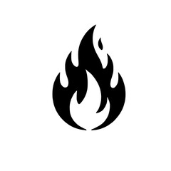 Fiery Icon: A bold, black silhouette of a flame, symbolizing passion, energy, and intensity. Perfect for design projects needing a fiery touch.