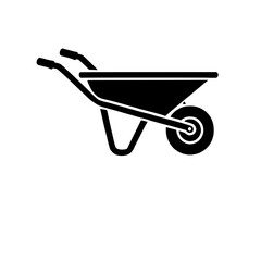 Black and White Wheelbarrow: A simple yet powerful silhouette of a wheelbarrow, emphasizing its rugged construction and practical functionality.
