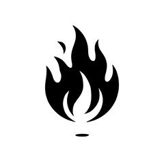 Fiery Icon: A bold, stylized black flame graphic, ideal for representing passion, energy, or danger.  The minimalist design is versatile and impactful. 