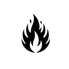 Fiery Abstract Flame: A stylized black flame icon, powerfully symbolic of energy, passion, and intensity. Perfect for designs needing a bold, graphic element.