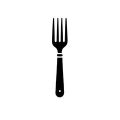 Fork Icon: A simple and sleek black and white silhouette of a fork. Perfect for restaurant menus, recipe blogs, or as a minimalist design element.