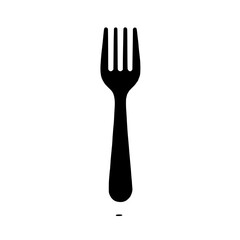 Fork Icon: A simple, elegant, and minimalist black silhouette of a fork against a plain background. Perfect for restaurant menus, culinary websites.