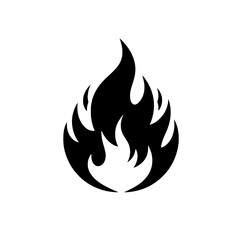 Fiery Passion: A bold and stylized black flame icon, burning with intensity, evokes a sense of passion, energy, and power. This iconic image is perfect for branding, web design.