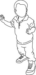 Little boy movement  outline vector shape