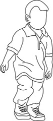 Little boy movement  outline vector shape