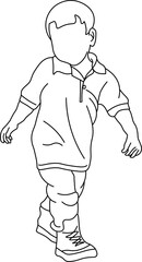 Little boy movement  outline vector shape