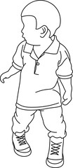 Little boy movement  outline vector shape