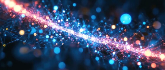 Fototapeta premium Colorful Abstract Background of Light Particles and Waves