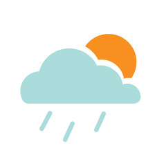 Sun rain cloud icon flat illustration, weather vector icon, weather clip art, clip art of weather