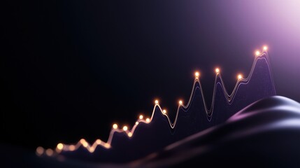 Data Analysis and Analytics 3D rendered charts and graphs with glowing lines, dynamic visualization of data trends