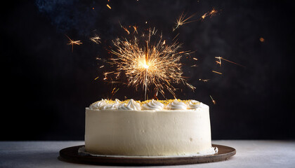 sparkler burns in white chocolate cake