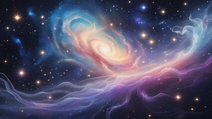 Fototapeta premium an intriguing imagery of NEBULA AND GALAXY in the universe, created by generative ai