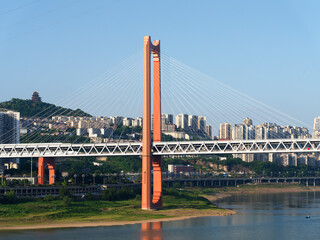 This is a photo of the Jialing River beach taken on March 28, 2024 at 08:24:09 in Shapingba District, Chongqing, China.
