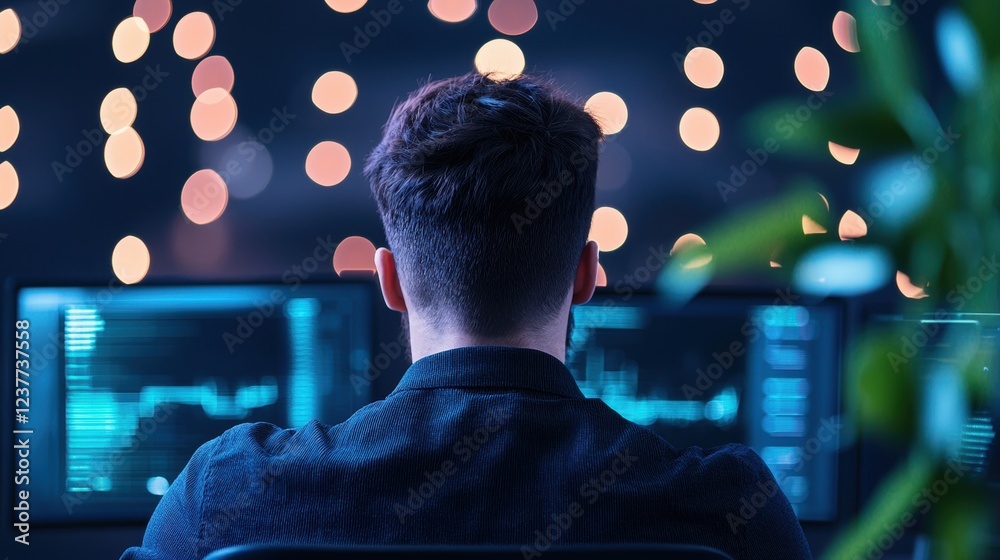 Poster security threat detection dashboard security analyst monitoring threat detection dashboard, multiple